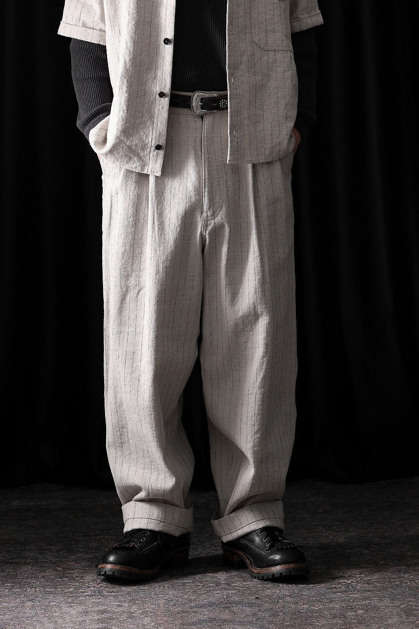 N/07 3 STITCHES WIDE TAPERED TROUSERS / HEAVY C/LI BUTCHER STRIPES (BEIGE) - Image 14