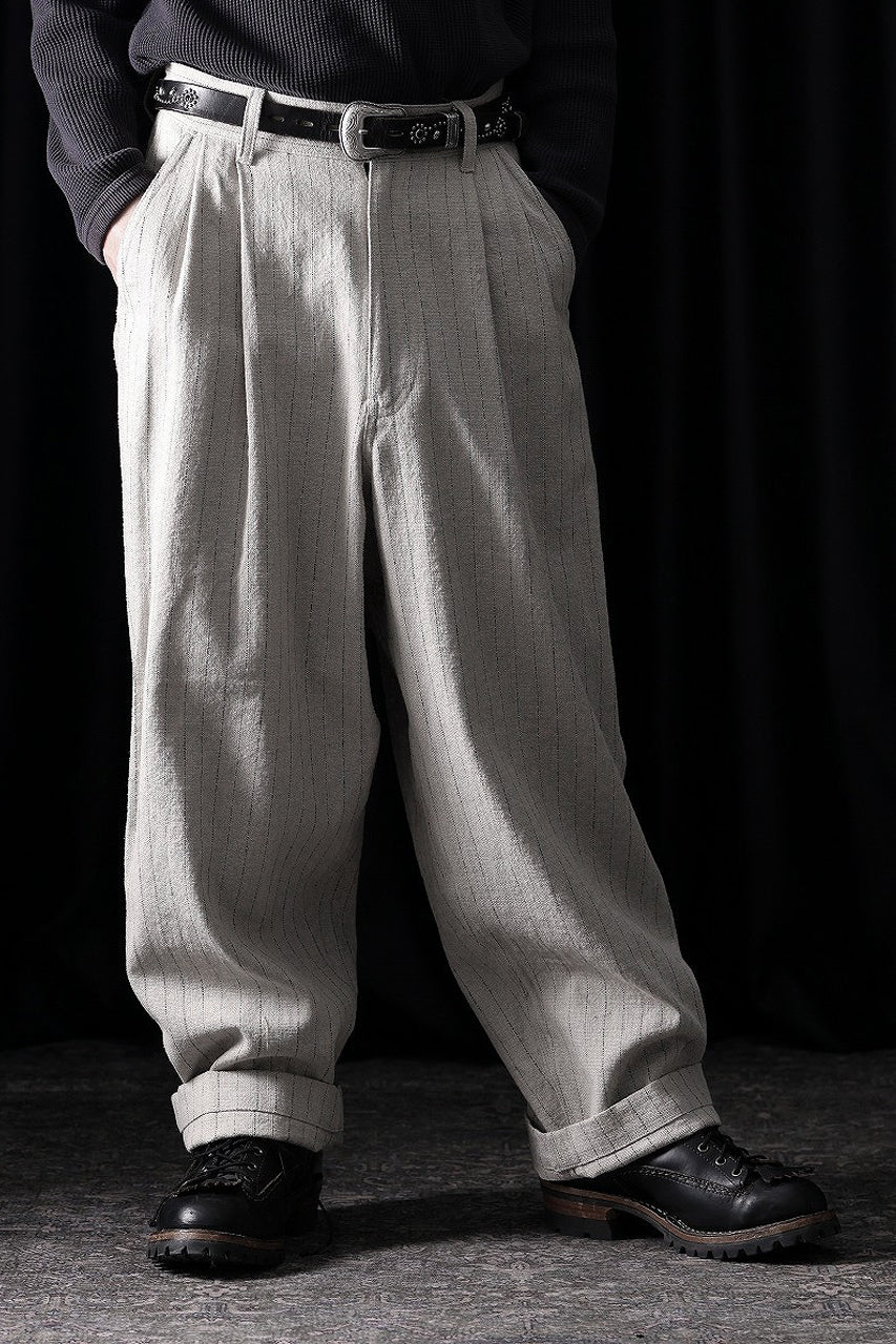 N/07 3 STITCHES WIDE TAPERED TROUSERS / HEAVY C/LI BUTCHER STRIPES (BEIGE) - Image 15