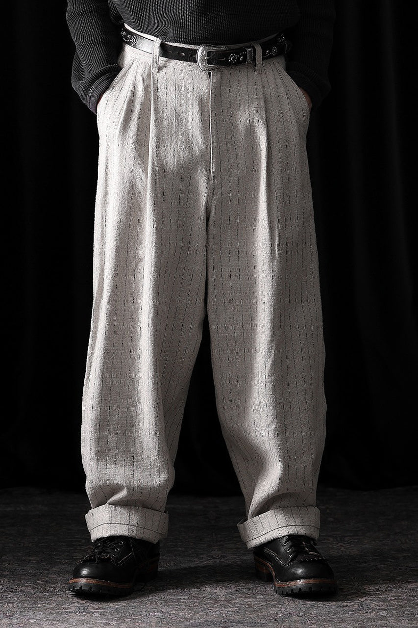 N/07 3 STITCHES WIDE TAPERED TROUSERS / HEAVY C/LI BUTCHER STRIPES (BEIGE) - Image 16