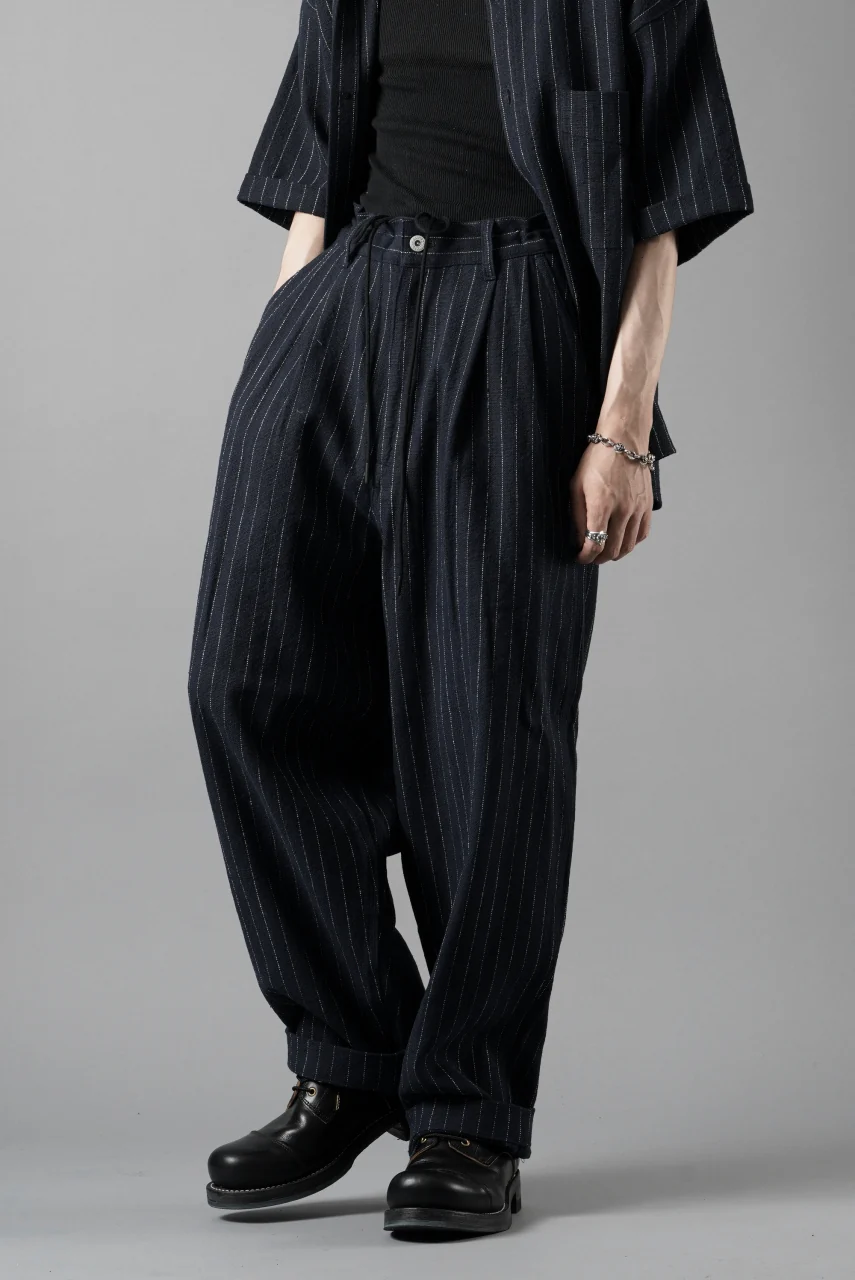 N/07 3 STITCHES WIDE TAPERED TROUSERS / HEAVY C/LI BUTCHER STRIPES (BLACK NAVY) - Image 17