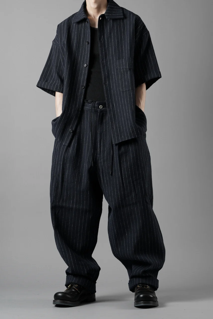 N/07 3 STITCHES WIDE TAPERED TROUSERS / HEAVY C/LI BUTCHER STRIPES (BLACK NAVY) - Image 19