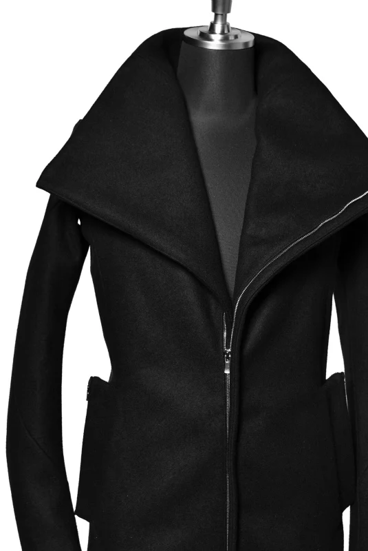 N/07 ANATOMY HIGHNECK COAT / PREMIUM WOOLYARN CASHMERE (BLACK) - Image 10