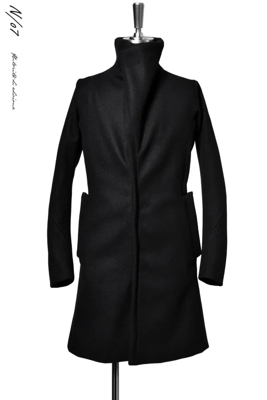N/07 ANATOMY HIGHNECK COAT / PREMIUM WOOLYARN CASHMERE (BLACK) - Image 2