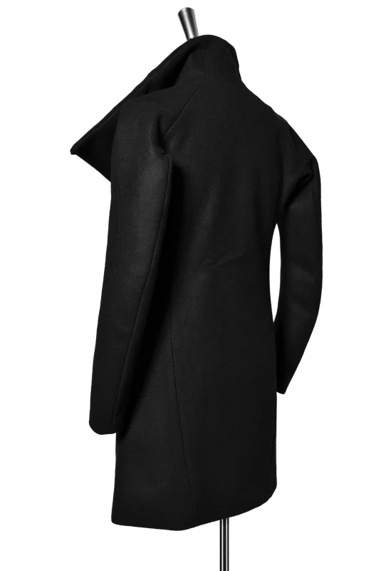N/07 ANATOMY HIGHNECK COAT / PREMIUM WOOLYARN CASHMERE (BLACK) - Image 5