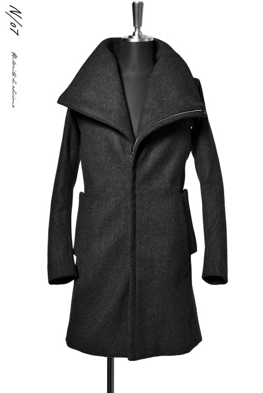 N/07 ANATOMY HIGHNECK COAT / PREMIUM WOOLYARN CASHMERE (GREY) - Image 3