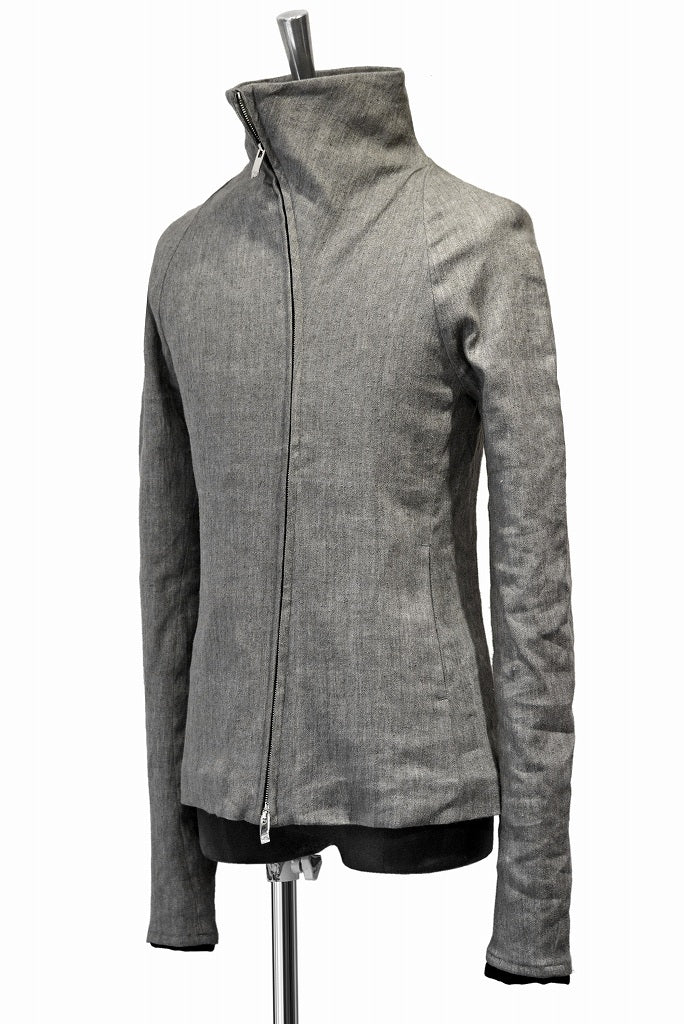 N/07 bias neck jacket extra stretch silk linen fabric (ASPHALT) - Image 2