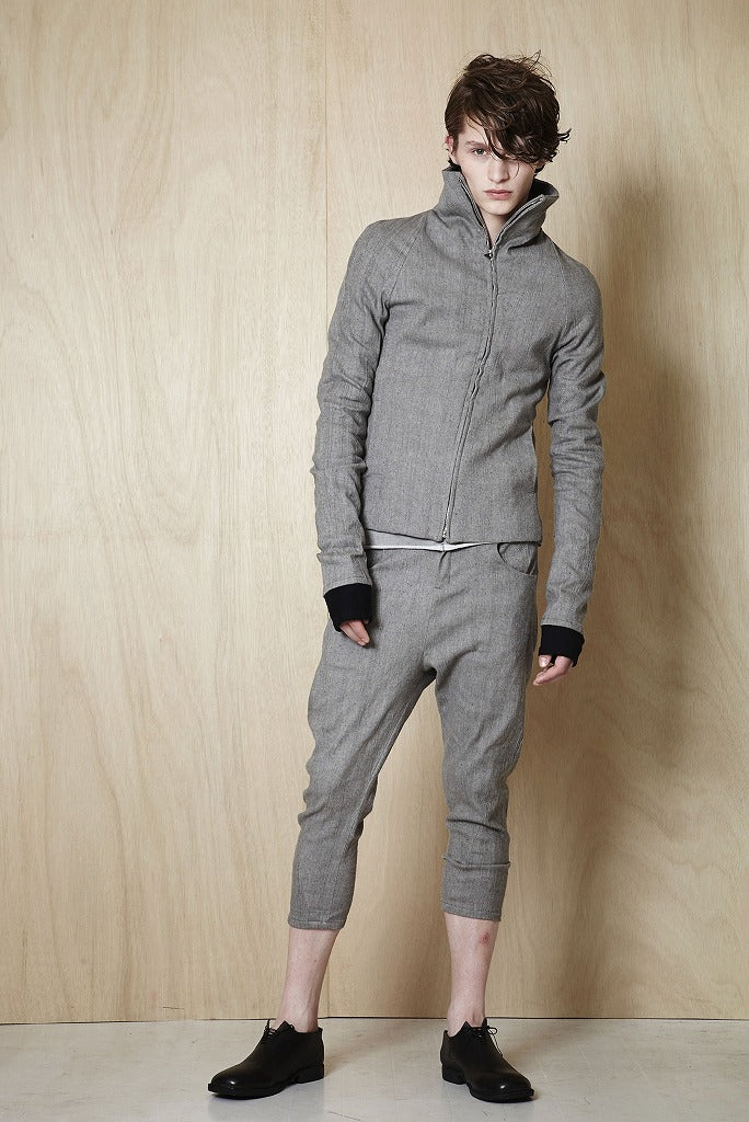 N/07 bias neck jacket extra stretch silk linen fabric (ASPHALT) - Image 5