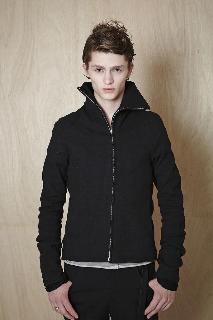 N/07 bias neck jacket extra stretch silk linen fabric (BLACK) - Image 5