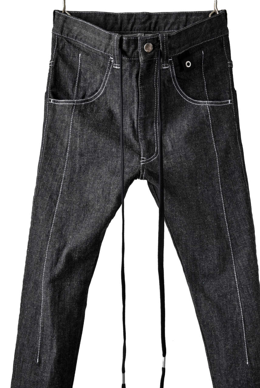 N/07 Darts-Structure Skinny Pants #THIN / Elastic DENIM (BLACK) - Image 4