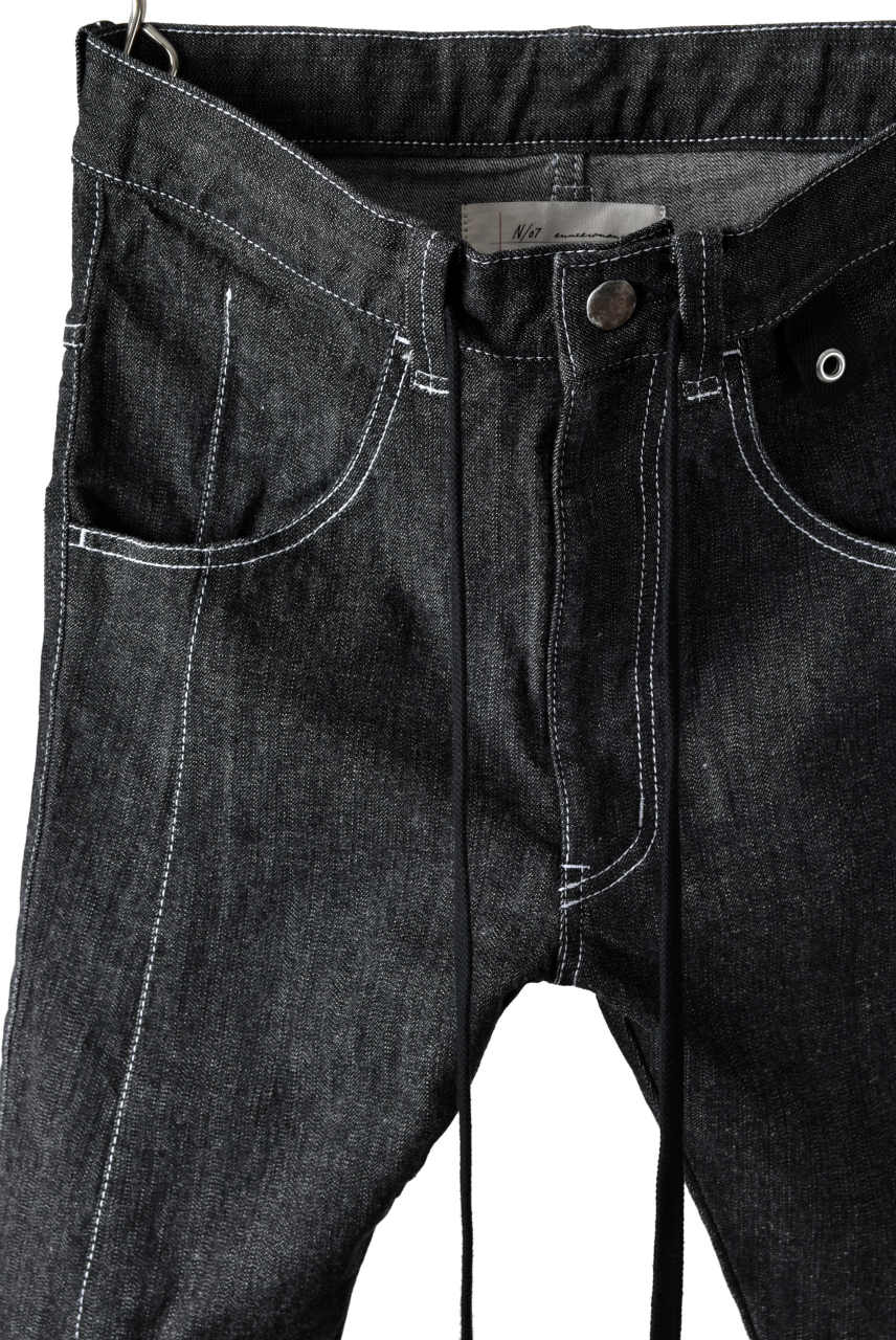 N/07 Darts-Structure Skinny Pants #THIN / Elastic DENIM (BLACK) - Image 5