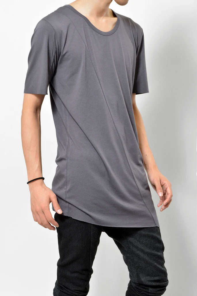 N/07 diagonal seam Tee sliky modal jersey (CHARCOAL) - Image 10