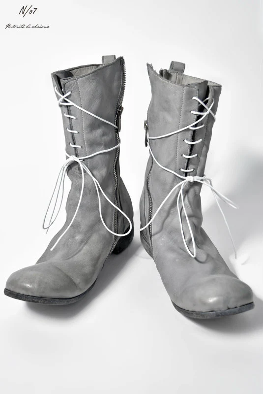 N/07 - enuzeronana CALFSKIN TUMBLER DYE BOOTS (LIGHT GREY) - Image 3