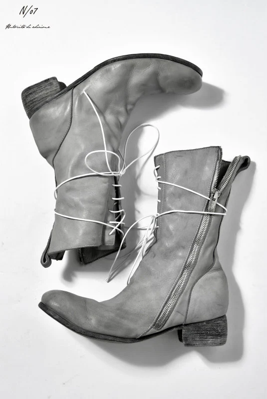 N/07 - enuzeronana CALFSKIN TUMBLER DYE BOOTS (LIGHT GREY) - Image 5