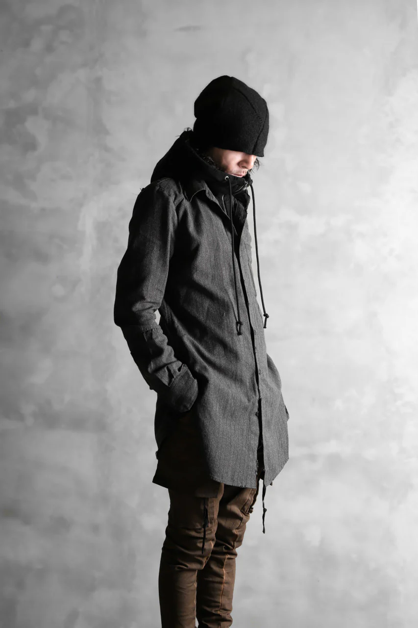 N/07 exclusive Combined Shirt-Jacket [ Stripe Denim×Fleecy Cotton ] (BLACK STRIPE x BLACK) - Image 37