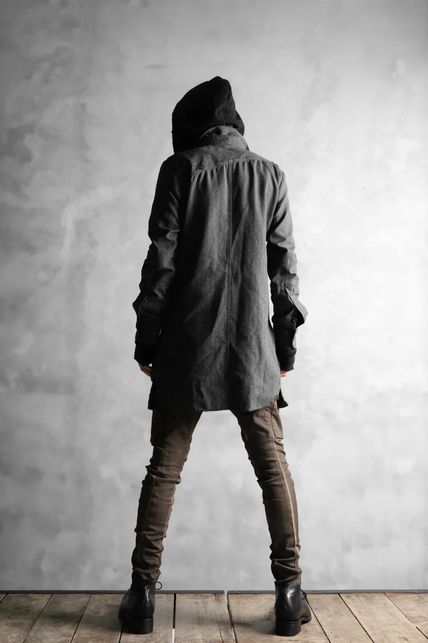 N/07 exclusive Combined Shirt-Jacket [ Stripe Denim×Fleecy Cotton ] (BLACK STRIPE x BLACK) - Image 42