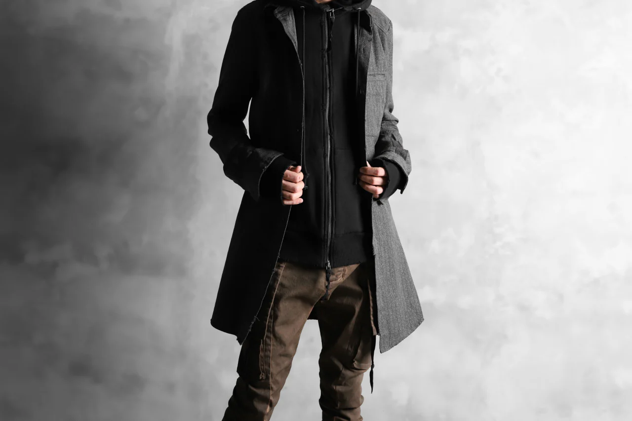 N/07 exclusive Combined Shirt-Jacket [ Stripe Denim×Fleecy Cotton ] (BLACK STRIPE x BLACK) - Image 46