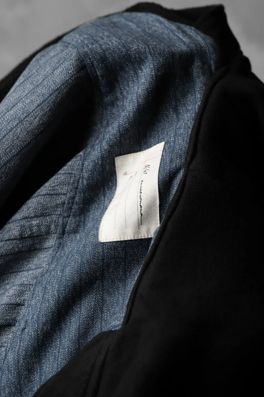 N/07 exclusive Combined Shirt-Jacket [ Stripe Denim×Fleecy Cotton ] (INDIGO STRIPE x BLACK) - Image 23