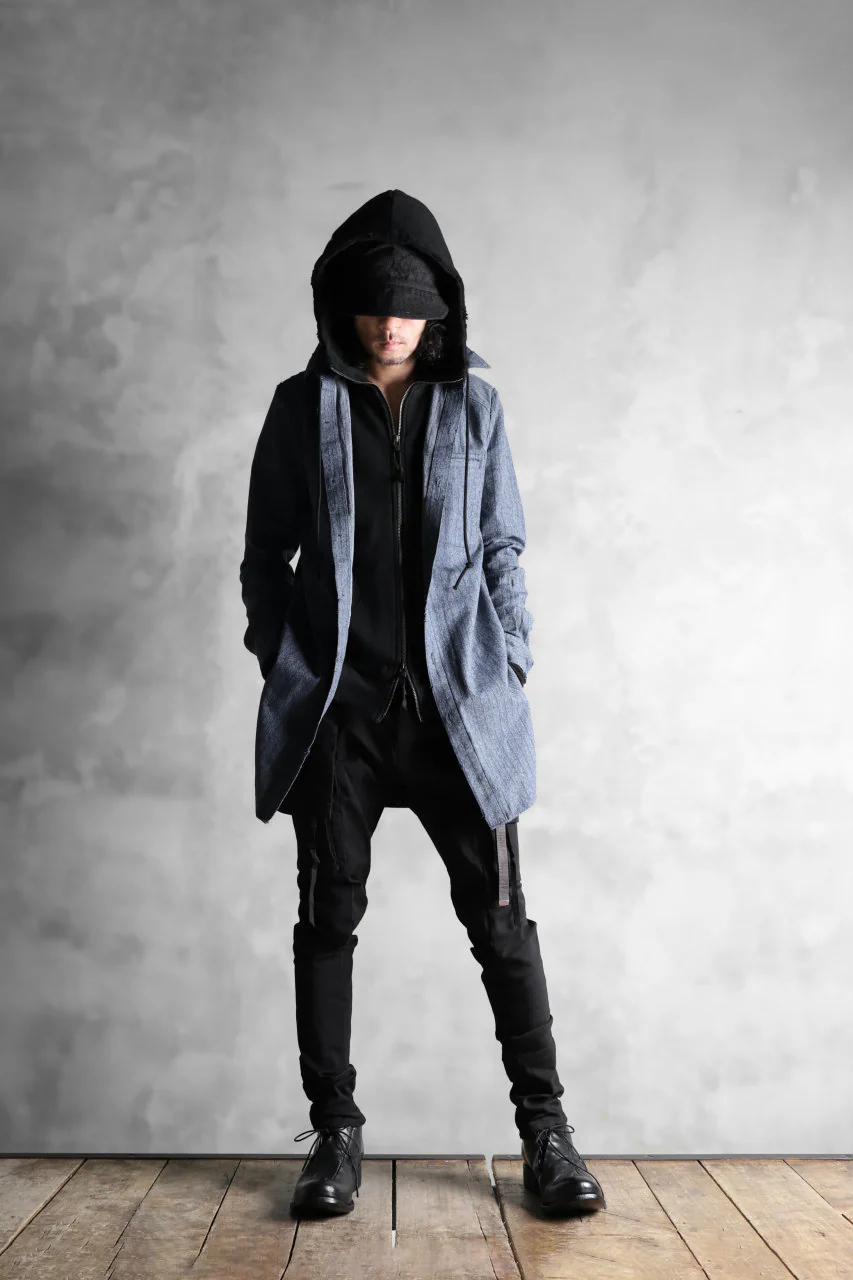 N/07 exclusive Combined Shirt-Jacket [ Stripe Denim×Fleecy Cotton ] (INDIGO STRIPE x BLACK) - Image 41