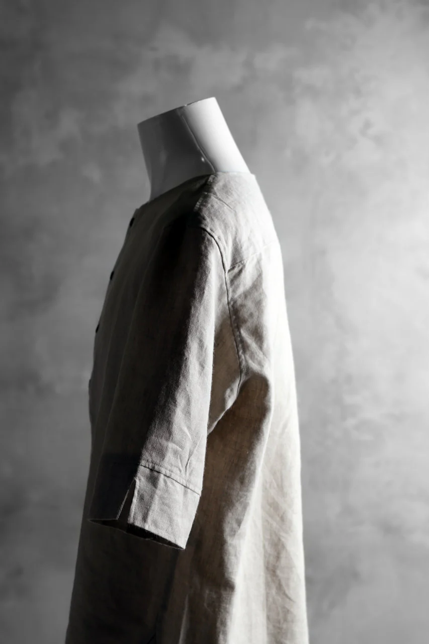 N/07 exclusive Henley Tunica Top [ Pure Linen Weave ] (BEIGE) - Image 10