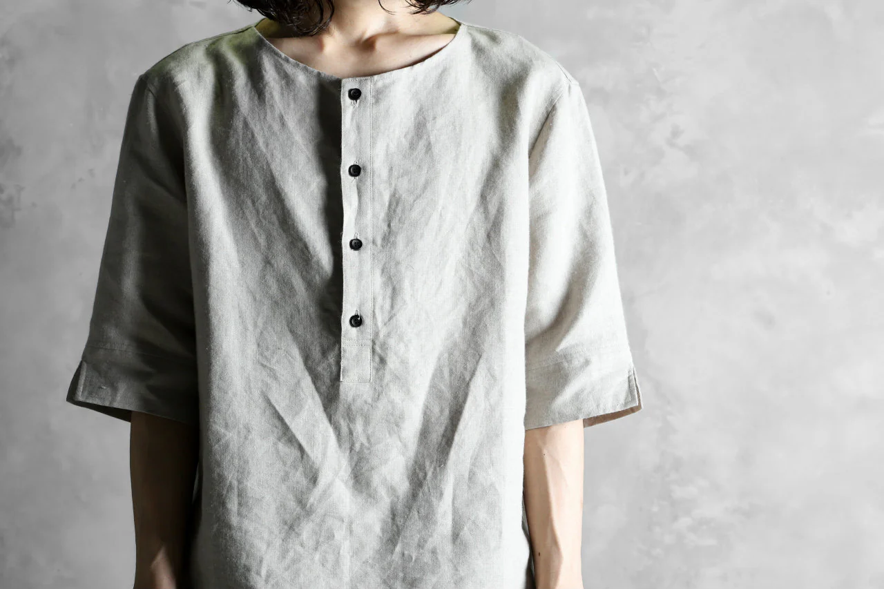 N/07 exclusive Henley Tunica Top [ Pure Linen Weave ] (BEIGE) - Image 31