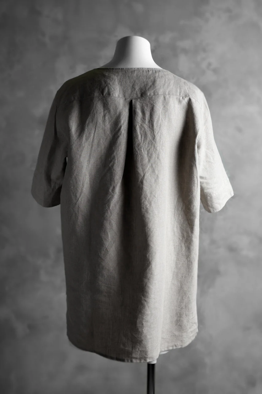 N/07 exclusive Henley Tunica Top [ Pure Linen Weave ] (BEIGE) - Image 5