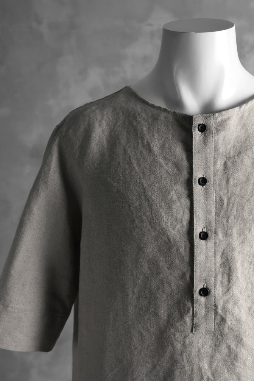 N/07 exclusive Henley Tunica Top [ Pure Linen Weave ] (BEIGE) - Image 6