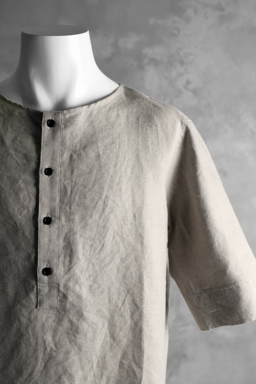 N/07 exclusive Henley Tunica Top [ Pure Linen Weave ] (BEIGE) - Image 7