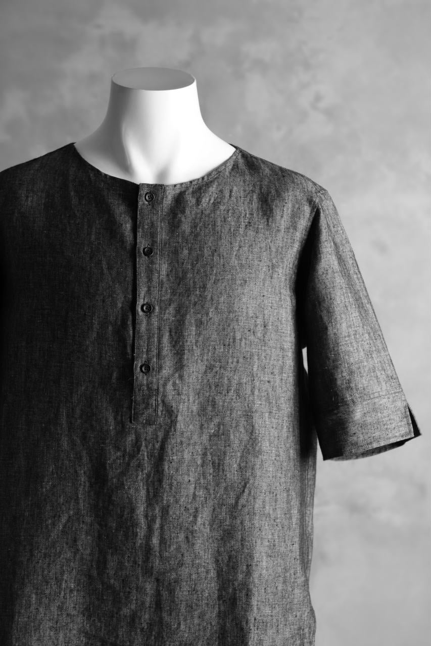 N/07 exclusive Henley Tunica Top [ Pure Linen Weave ] (BLACK) - Image 12