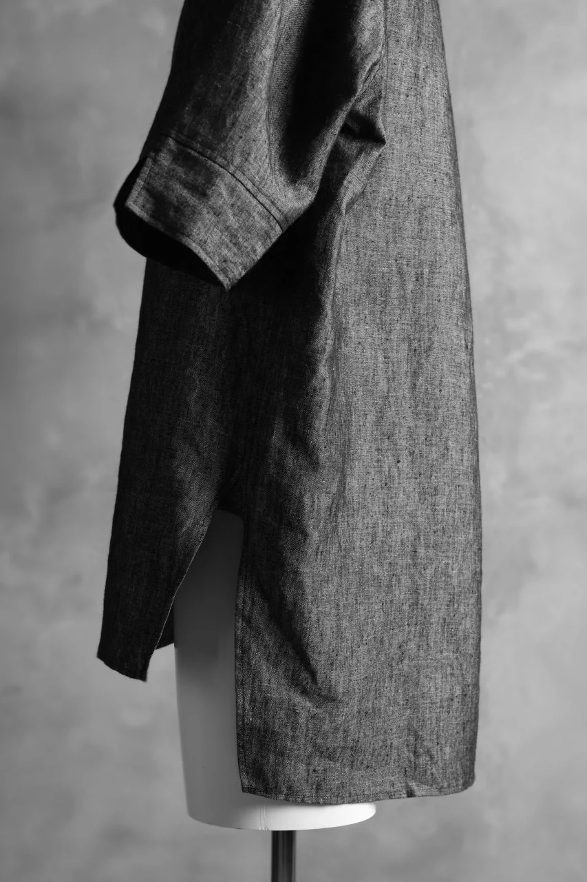 N/07 exclusive Henley Tunica Top [ Pure Linen Weave ] (BLACK) - Image 15