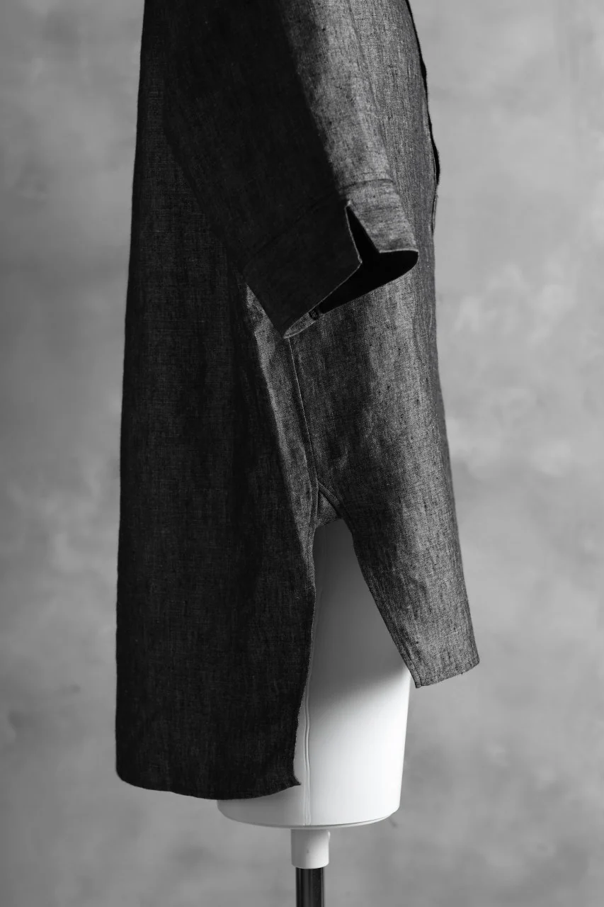 N/07 exclusive Henley Tunica Top [ Pure Linen Weave ] (BLACK) - Image 17