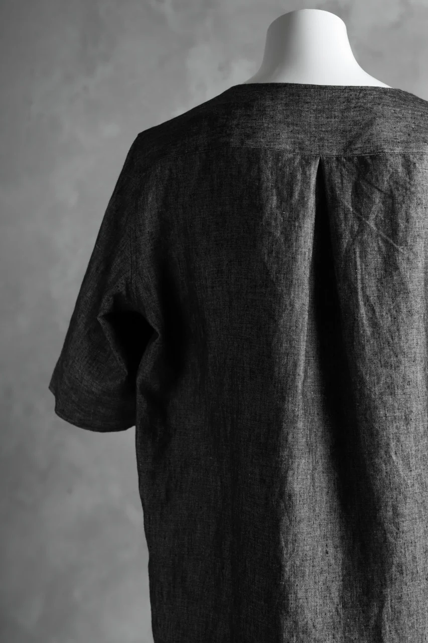 N/07 exclusive Henley Tunica Top [ Pure Linen Weave ] (BLACK) - Image 18