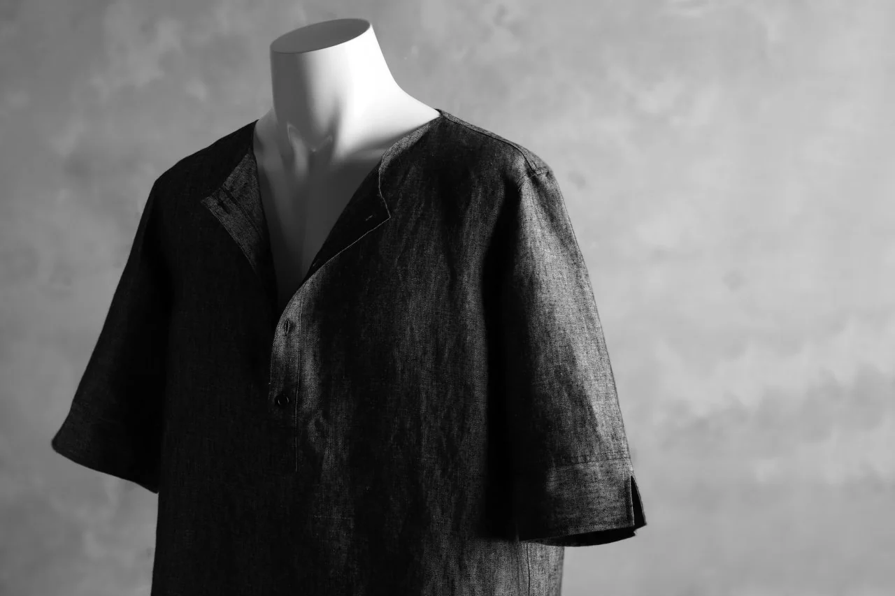 N/07 exclusive Henley Tunica Top [ Pure Linen Weave ] (BLACK) - Image 23