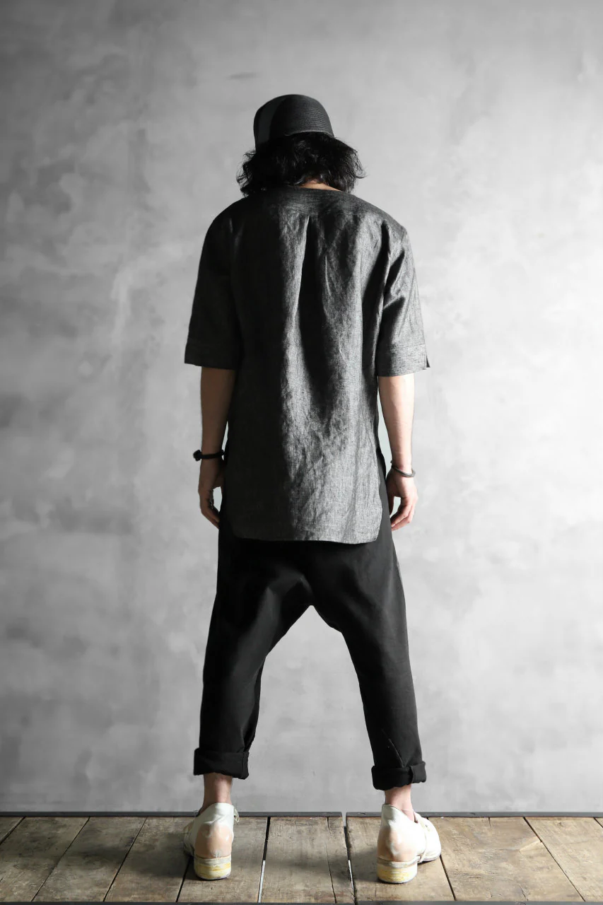 N/07 exclusive Henley Tunica Top [ Pure Linen Weave ] (BLACK) - Image 29