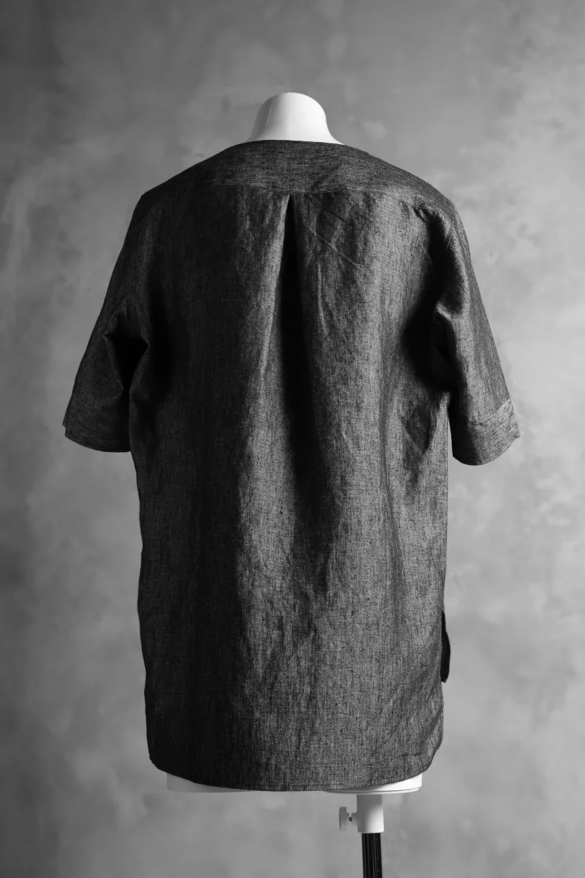 N/07 exclusive Henley Tunica Top [ Pure Linen Weave ] (BLACK) - Image 9