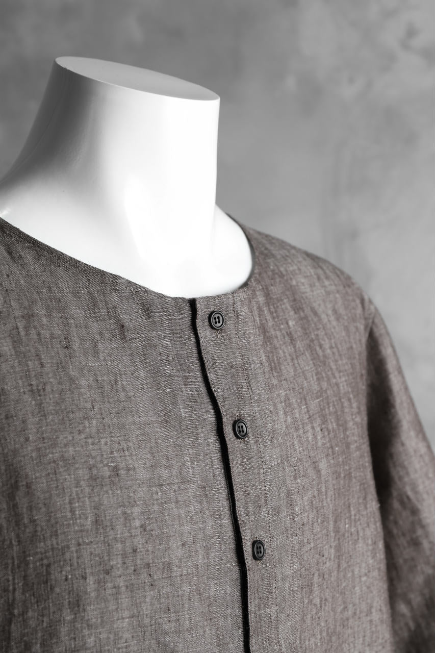 N/07 exclusive Henley Tunica Top [ Pure Linen Weave ] (BROWN) - Image 11