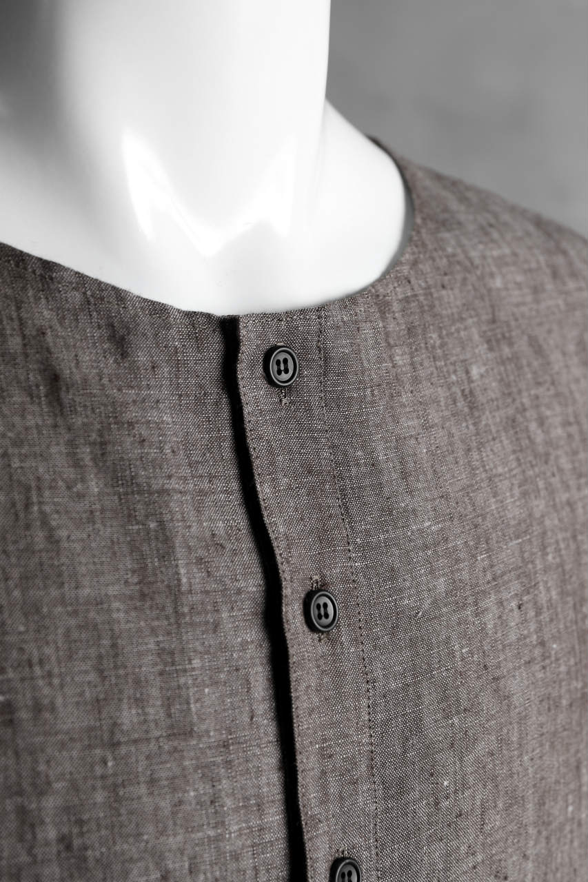 N/07 exclusive Henley Tunica Top [ Pure Linen Weave ] (BROWN) - Image 12