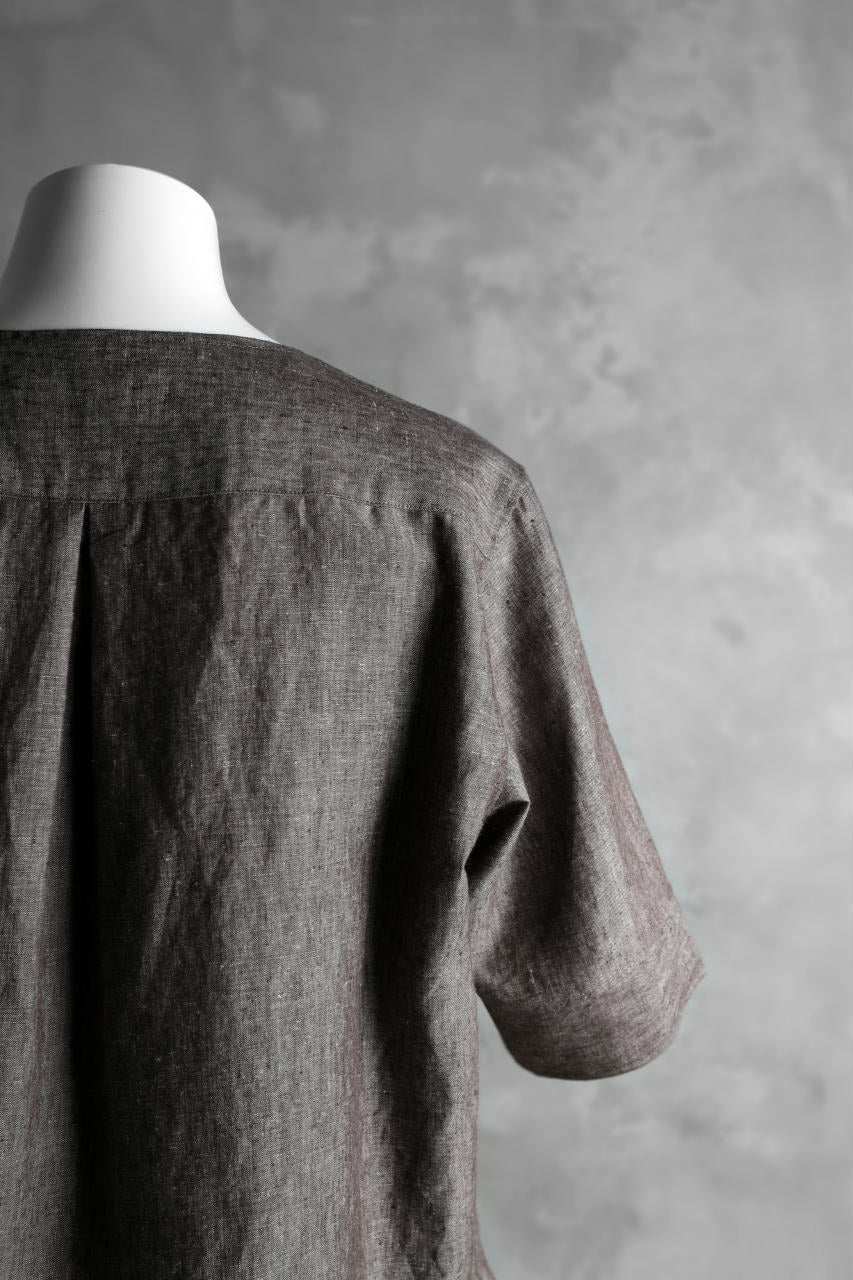 N/07 exclusive Henley Tunica Top [ Pure Linen Weave ] (BROWN) - Image 18