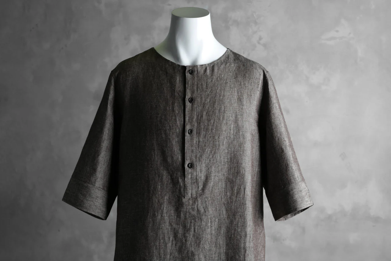 N/07 exclusive Henley Tunica Top [ Pure Linen Weave ] (BROWN) - Image 22