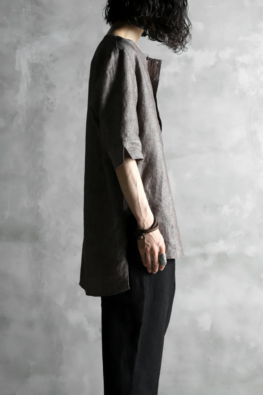 N/07 exclusive Henley Tunica Top [ Pure Linen Weave ] (BROWN) - Image 26