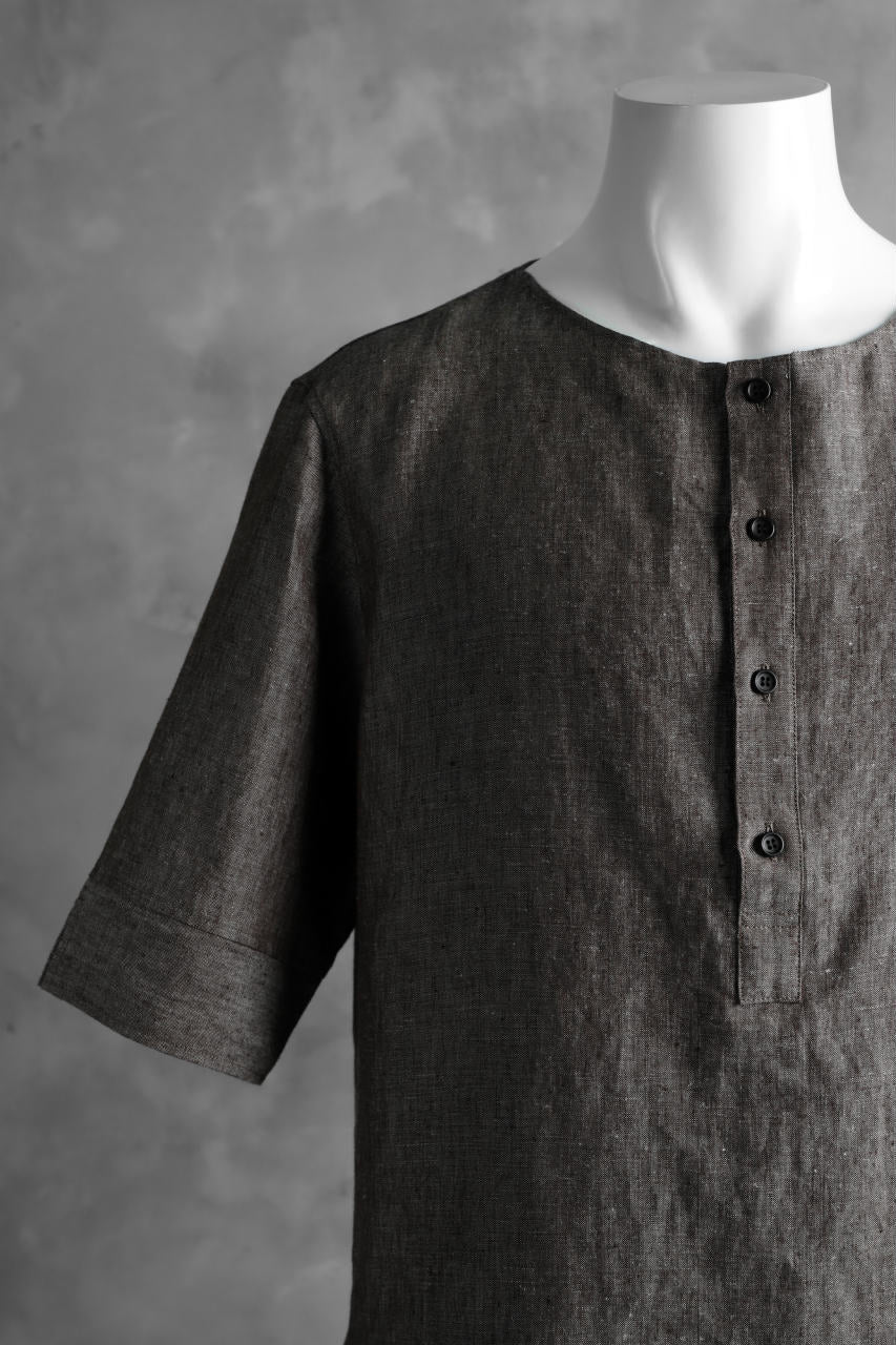 N/07 exclusive Henley Tunica Top [ Pure Linen Weave ] (BROWN) - Image 8