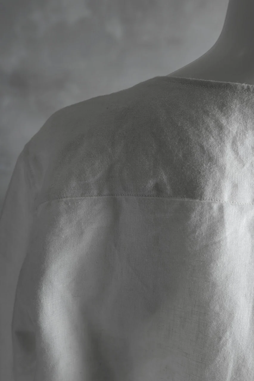 N/07 exclusive Henley Tunica Top [ Pure Linen Weave ] (WHITE) - Image 11