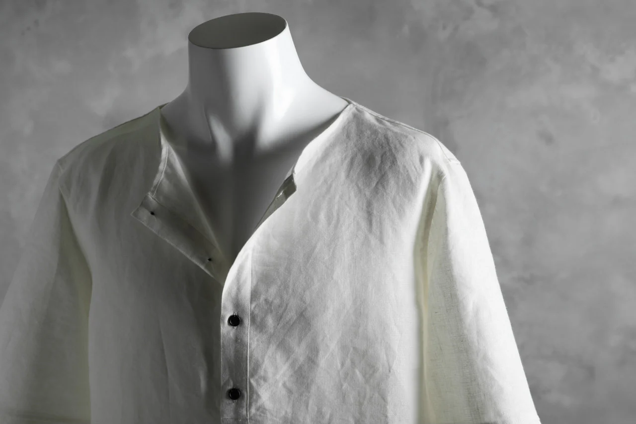 N/07 exclusive Henley Tunica Top [ Pure Linen Weave ] (WHITE) - Image 14