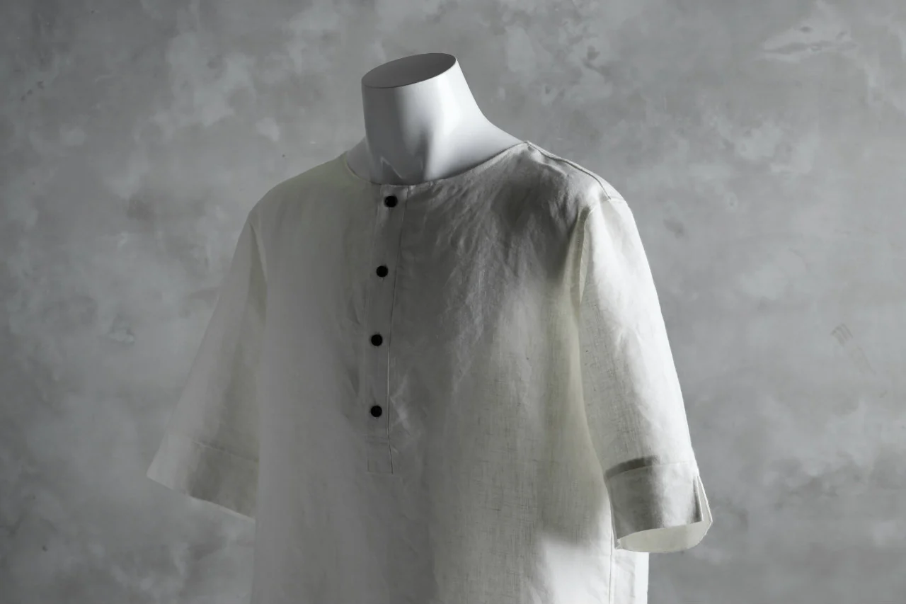 N/07 exclusive Henley Tunica Top [ Pure Linen Weave ] (WHITE) - Image 16