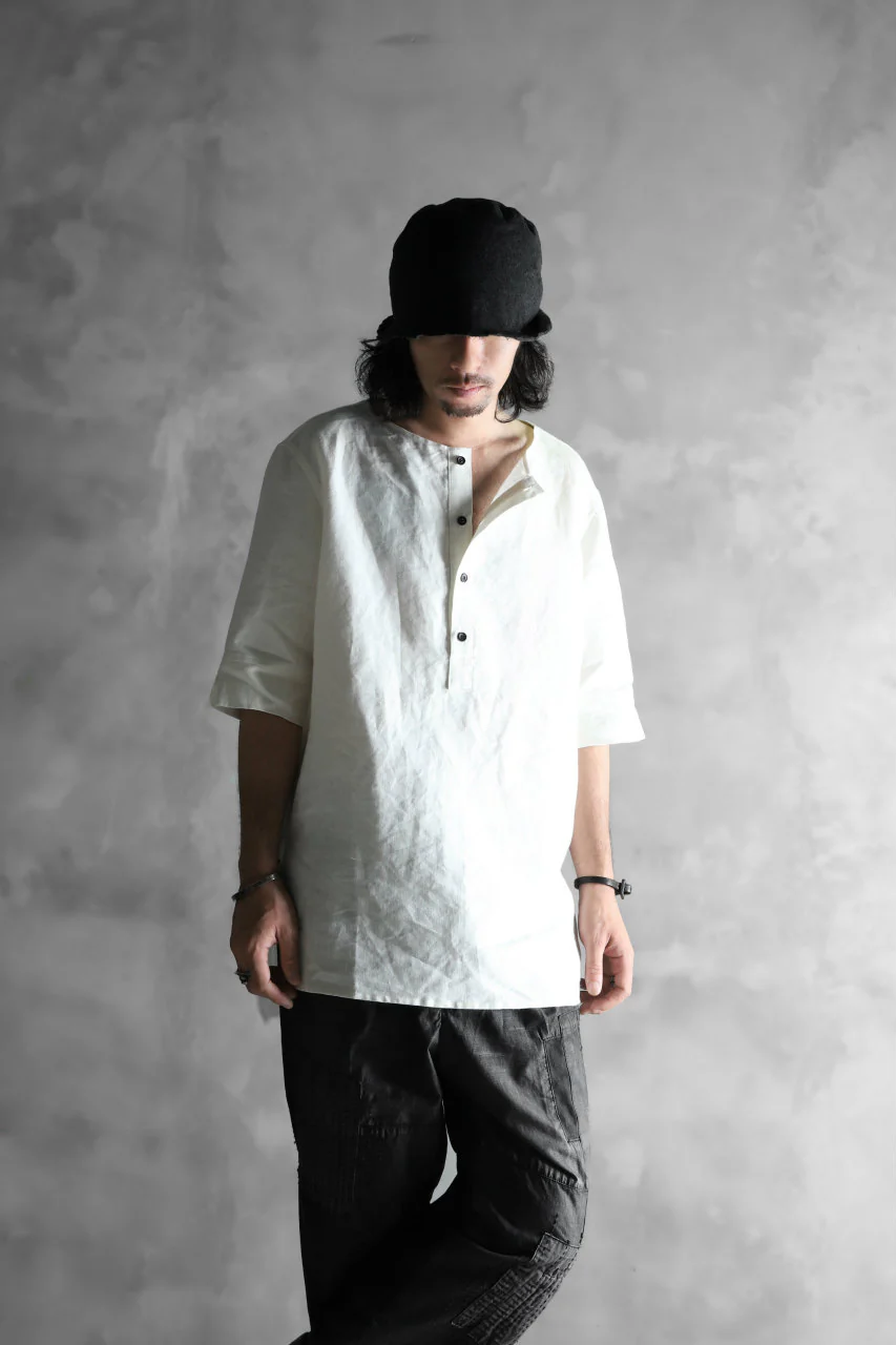 N/07 exclusive Henley Tunica Top [ Pure Linen Weave ] (WHITE) - Image 22