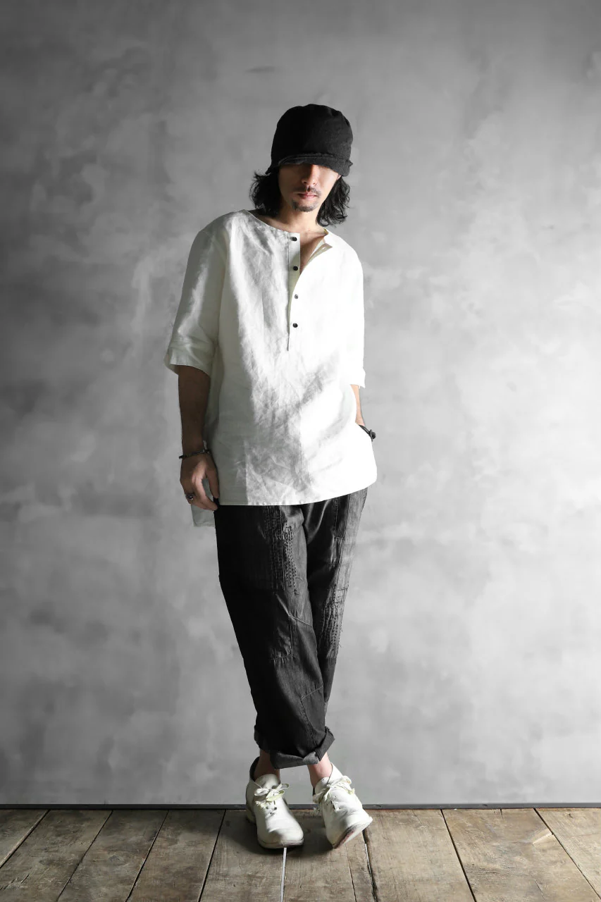 N/07 exclusive Henley Tunica Top [ Pure Linen Weave ] (WHITE) - Image 23