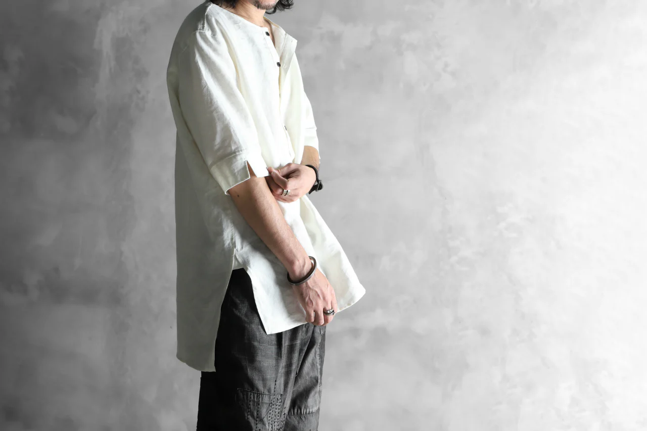 N/07 exclusive Henley Tunica Top [ Pure Linen Weave ] (WHITE) - Image 26