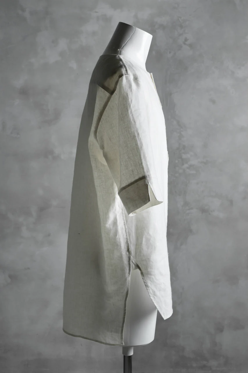 N/07 exclusive Henley Tunica Top [ Pure Linen Weave ] (WHITE) - Image 4