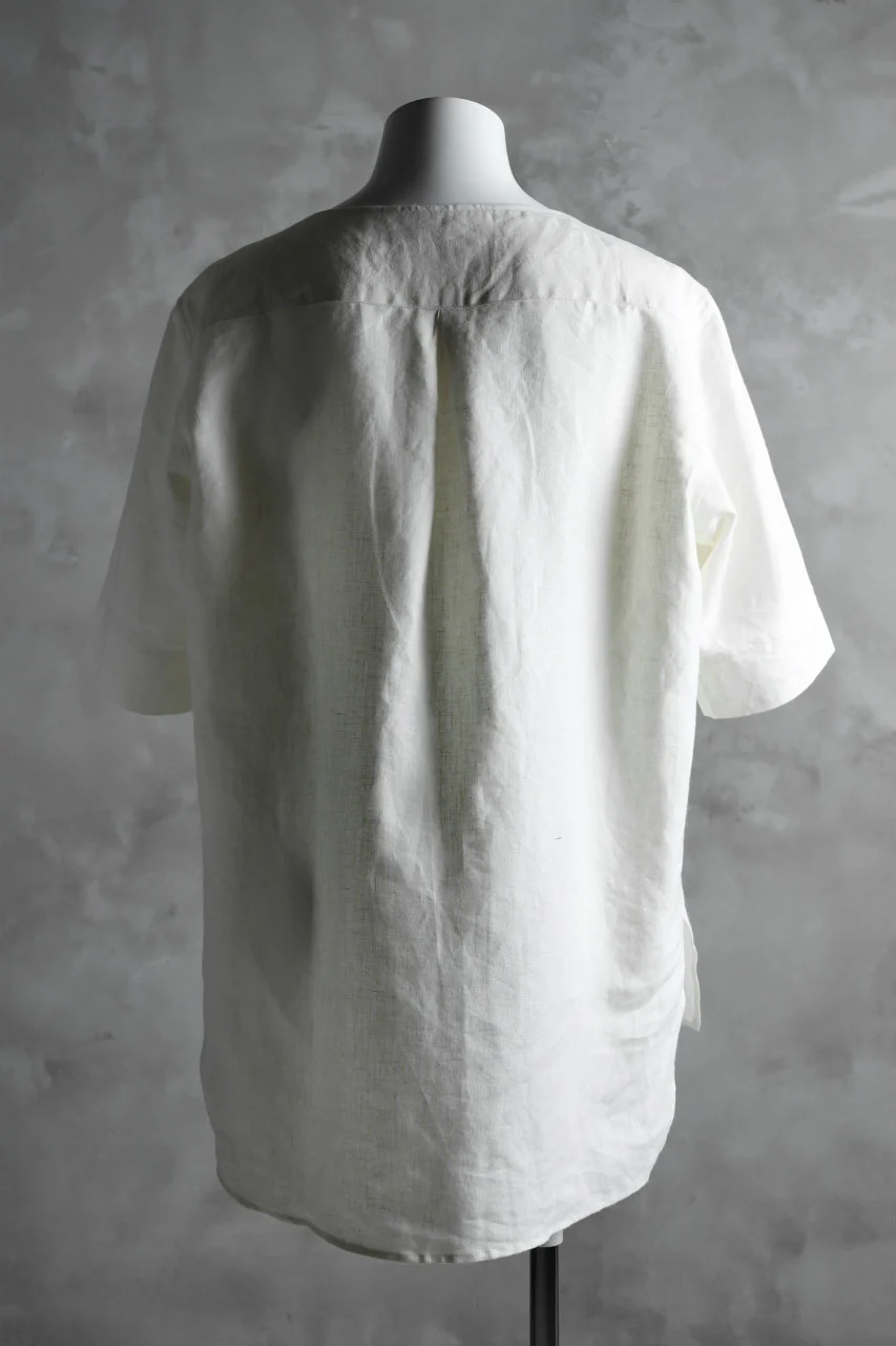 N/07 exclusive Henley Tunica Top [ Pure Linen Weave ] (WHITE) - Image 5
