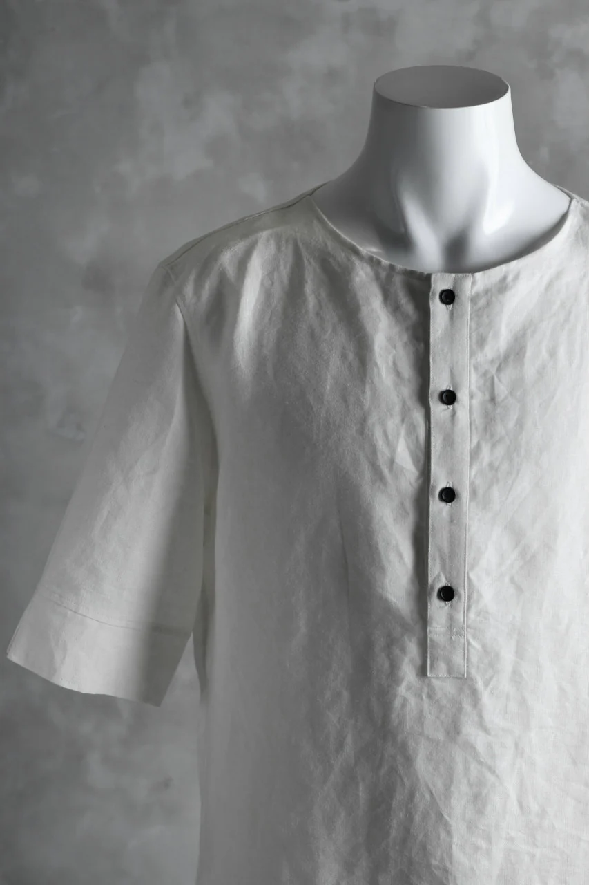 N/07 exclusive Henley Tunica Top [ Pure Linen Weave ] (WHITE) - Image 6