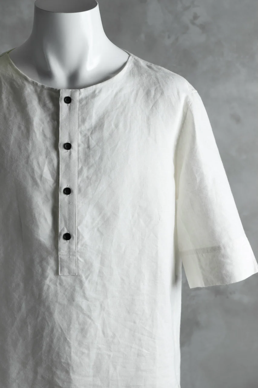 N/07 exclusive Henley Tunica Top [ Pure Linen Weave ] (WHITE) - Image 7